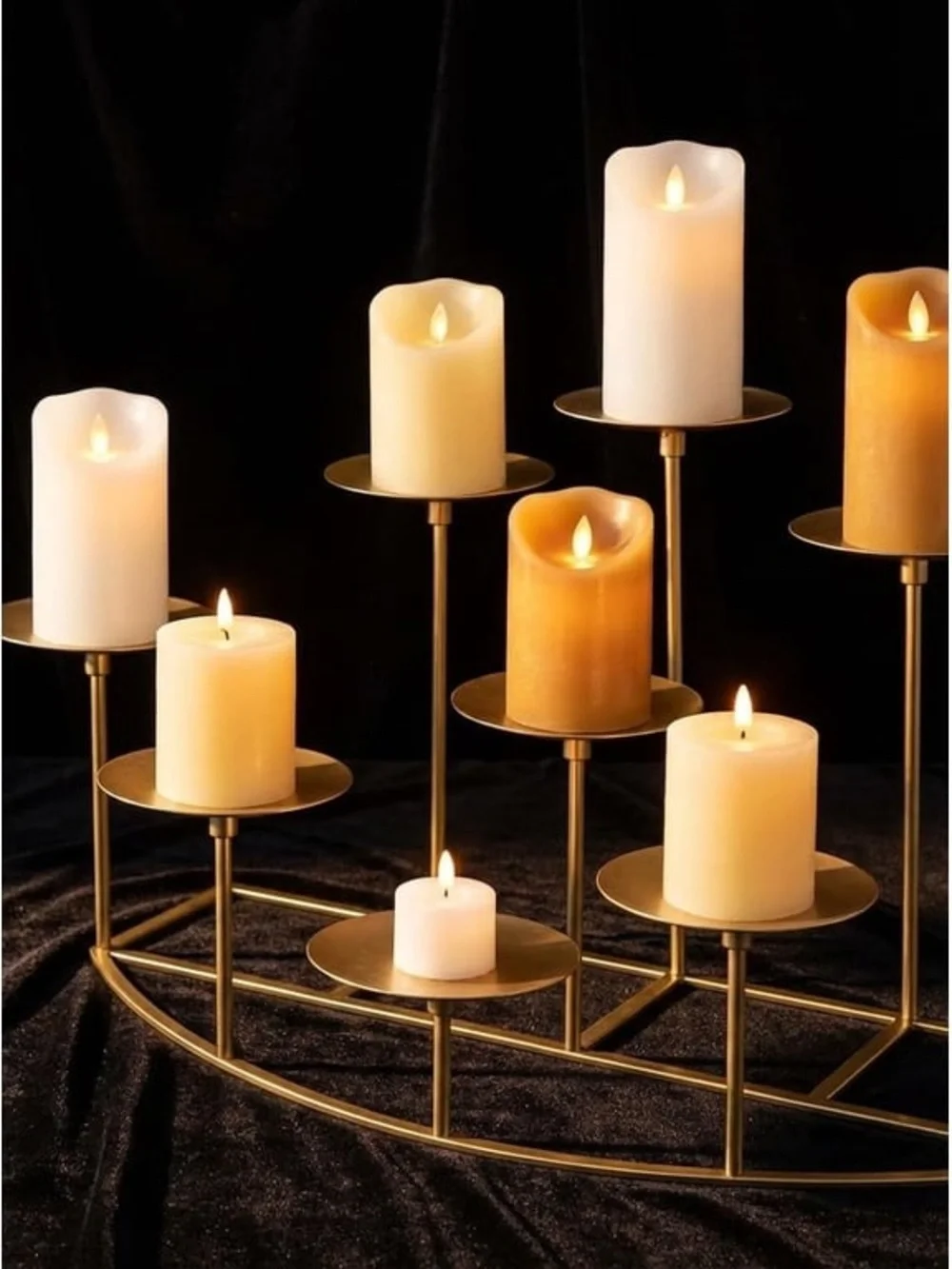Gold 9-Branch Candelabra Candle Holder For Fireplace,Table Centerpiece & Holiday